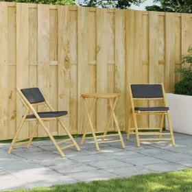 Juego bistró plegable de bambú 3 pzas con cojines gris oscuro by vidaXL, Garden sets - Ref: Foro24-365874, Price: 181,98 €, D...