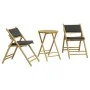 Juego bistró plegable de bambú 3 pzas con cojines gris oscuro by vidaXL, Garden sets - Ref: Foro24-365874, Price: 181,98 €, D...