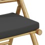 Juego bistró plegable de bambú 3 pzas con cojines gris oscuro by vidaXL, Garden sets - Ref: Foro24-365874, Price: 177,99 €, D...