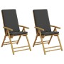 Sillas de jardín plegables reclinables con cojines 2 uds bambú by vidaXL, Garden chairs - Ref: Foro24-365876, Price: 182,33 €...