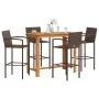 Gartentisch und 5-teilige Gartenhocker aus Akazienholz und braunem PE-Rattan von vidaXL, Gartensets - Ref: Foro24-3295288, Pr...