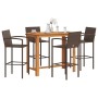 Mesa y taburetes de jardín 5 pzas madera acacia ratán PE marrón by vidaXL, Garden sets - Ref: Foro24-3295288, Price: 422,77 €...
