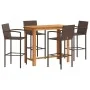 Gartentisch und 5-teilige Gartenhocker aus Akazienholz und braunem PE-Rattan von vidaXL, Gartensets - Ref: Foro24-3295288, Pr...