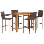 Mesa y taburetes de jardín 5 pzas madera acacia ratán PE marrón by vidaXL, Garden sets - Ref: Foro24-3295288, Price: 422,77 €...