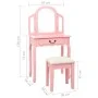 Dressing table and stool paulownia wood and pink MDF 65x36x128 cm by vidaXL, Bedroom Dressers - Ref: Foro24-289335, Price: 97...