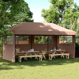 Faltbares Pop-Up-Partyzelt mit 3 braunen Seitenwänden. von vidaXL, Zelte und Pavillons - Ref: Foro24-4004948, Preis: 202,81 €...