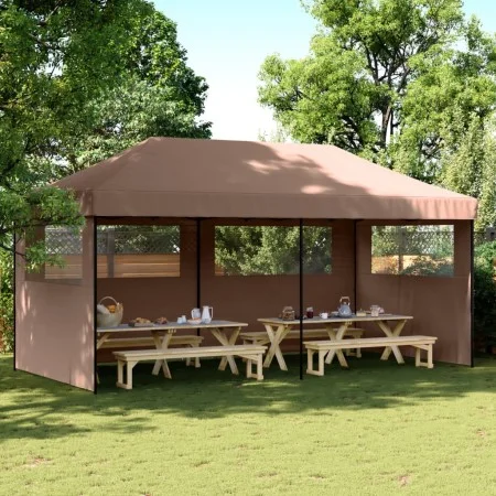 Tienda de fiesta plegable Pop-Up con 3 paredes laterales marrón by vidaXL, Tents and gazebos - Ref: Foro24-4004948, Price: 20...