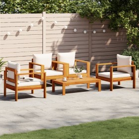 Set de sofás de jardín con cojines 5 pzas madera maciza acacia