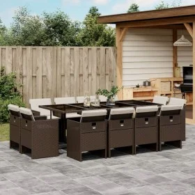 Set muebles de jardín 13 pzas y cojines ratán sintético marrón by vidaXL, Garden sets - Ref: Foro24-3277808, Price: 968,58 €,...