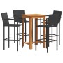 Mesa y taburetes de jardín 5 pzas madera acacia ratán PE negro by vidaXL, Garden sets - Ref: Foro24-3295276, Price: 364,42 €,...