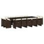 Set comedor de jardín y cojines 15 pzas ratán sintético marrón by vidaXL, Garden sets - Ref: Foro24-3277820, Price: 1,00 €, D...