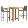 Mesa y taburetes de jardín 3 pzas madera acacia ratán PE gris von vidaXL, Gartensets - Ref: Foro24-3295274, Preis: 242,00 €, ...