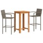Mesa y taburetes de jardín 3 pzas madera acacia ratán PE gris von vidaXL, Gartensets - Ref: Foro24-3295274, Preis: 250,05 €, ...