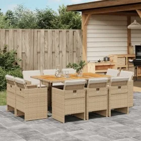 Set comedor de jardín 11 pzas con cojines ratán sintético beige by vidaXL, Garden sets - Ref: Foro24-3277803, Price: 888,94 €...