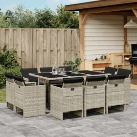 Garten-Essgruppe 11-teilig mit grauen Polstern aus synthetischem Rattan. von vidaXL, Gartensets - Ref: Foro24-3277798, Preis:...