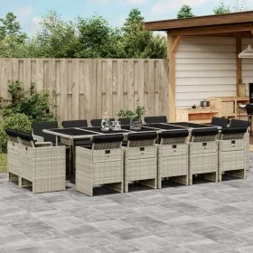 Set comedor jardín y cojines 17 pzas ratán sintético gris claro by vidaXL, Garden sets - Ref: Foro24-3277834, Price: 1,00 €, ...