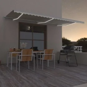 Manual retractable awning with cream LED light 600x300 cm by vidaXL, Awnings - Ref: Foro24-3068962, Price: 501,93 €, Discount: %