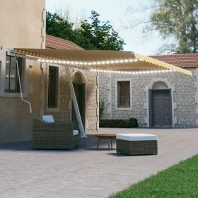 Manual retractable awning with yellow and white LED light 600x300 cm by vidaXL, Awnings - Ref: Foro24-3069603, Price: 640,65 ...