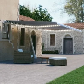 Manual retractable awning with blue and white LED light 600x300 cm by vidaXL, Awnings - Ref: Foro24-3069601, Price: 652,49 €,...