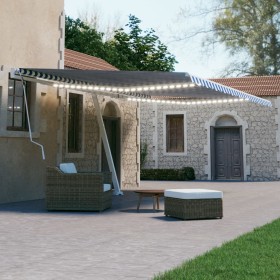 Toldo retráctil manual con luz LED azul y blanco 600x300 cm de vidaXL, Toldos - Ref: Foro24-3069601, Precio: 651,98 €, Descue...