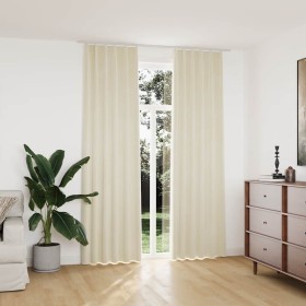 Cortinas opacas con ganchos 2 pzas terciopelo crema 140x245 cm