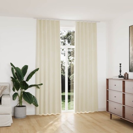 Cortinas opacas con ganchos 2 pzas terciopelo crema 140x245 cm