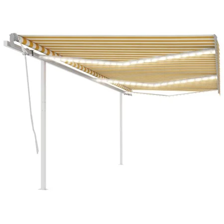 Manual retractable awning with yellow and white LED light 6x3 m by vidaXL, Awnings - Ref: Foro24-3070003, Price: 643,78 €, Di...
