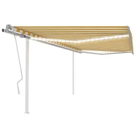 Manual retractable awning with yellow and white LED 4.5x3.5 m by vidaXL, Awnings - Ref: Foro24-3070043, Price: 508,50 €, Disc...