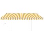 Manual retractable awning with yellow and white LED 4.5x3.5 m by vidaXL, Awnings - Ref: Foro24-3070043, Price: 546,24 €, Disc...