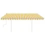 Manual retractable awning with yellow and white LED 4.5x3.5 m by vidaXL, Awnings - Ref: Foro24-3070043, Price: 508,50 €, Disc...