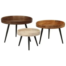 Round coffee tables 3 pcs solid mango wood by vidaXL, Side tables - Ref: Foro24-352033, Price: 207,13 €, Discount: %