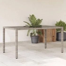 Gartentisch Glasoberfläche PE Rattan grau 150x90x75 cm von vidaXL, Gartentische - Ref: Foro24-365591, Preis: 141,82 €, Rabatt: %