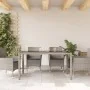 Garden table glass surface PE rattan gray 150x90x75 cm by vidaXL, Garden tables - Ref: Foro24-365591, Price: 141,82 €, Discou...