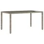 Garden table glass surface PE rattan gray 150x90x75 cm by vidaXL, Garden tables - Ref: Foro24-365591, Price: 141,82 €, Discou...