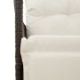 Sillón reclinable de jardín con cojines ratán sintético marrón