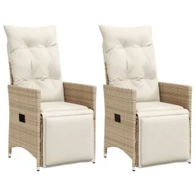 Gartenliegen mit beigen Kissen 2 Stück PE-Rattan von vidaXL, Gartenstühle - Ref: Foro24-365669, Preis: 262,24 €, Rabatt: %