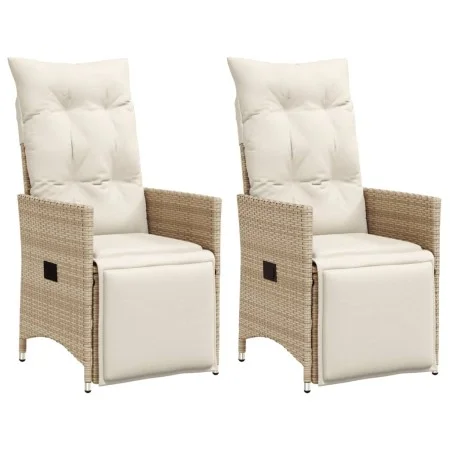Garden recliners with beige cushions 2 pcs PE rattan by vidaXL, Garden chairs - Ref: Foro24-365669, Price: 262,24 €, Discount: %