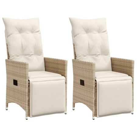 Gartenliegen mit beigen Kissen 2 Stück PE-Rattan von vidaXL, Gartenstühle - Ref: Foro24-365669, Preis: 276,26 €, Rabatt: %