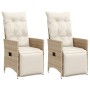 Sillones reclinables de jardín con cojines beige 2 uds ratán PE de vidaXL, Sillas de jardín - Ref: Foro24-365669, Precio: 276...