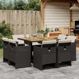 9-piece garden dining set and black synthetic rattan cushions by vidaXL, Garden sets - Ref: Foro24-3277790, Price: 549,58 €, ...