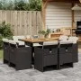 9-piece garden dining set and black synthetic rattan cushions by vidaXL, Garden sets - Ref: Foro24-3277790, Price: 549,58 €, ...