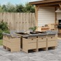 11-teiliges Garten-Essset mit beigen Kissen aus synthetischem Rattan von vidaXL, Gartensets - Ref: Foro24-3277799, Preis: 667...