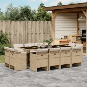 Garden dining set with cushions 13 pieces beige synthetic rattan by vidaXL, Garden sets - Ref: Foro24-3277809, Price: 968,58 ...