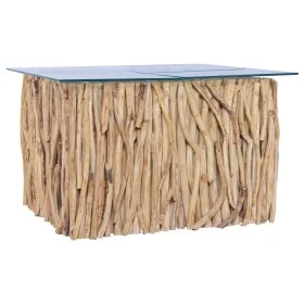 Couchtisch mit massiver Teakholz-Glasplatte 66x66x40 cm von vidaXL, Couchtisch - Ref: Foro24-288814, Preis: 167,13 €, Rabatt: %