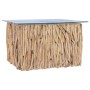 Mesa de centro con superficie de vidrio teca maciza 66x66x40 cm de vidaXL, Mesas de centro - Ref: Foro24-288814, Precio: 175,...