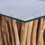 Mesa de centro con superficie de vidrio teca maciza 66x66x40 cm de vidaXL, Mesas de centro - Ref: Foro24-288814, Precio: 175,...