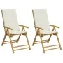 Klappbare Bistrostühle mit Kissen 2 Stück cremeweißer Bambus von vidaXL, Gartenstühle - Ref: Foro24-365875, Preis: 213,18 €, ...