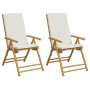 Klappbare Bistrostühle mit Kissen 2 Stück cremeweißer Bambus von vidaXL, Gartenstühle - Ref: Foro24-365875, Preis: 209,72 €, ...