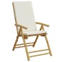Sillas de bistró plegables con cojines 2 uds bambú blanco crema