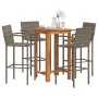 Gartentisch und Hocker 5 Stück Akazienholz PE Rattan grau von vidaXL, Gartensets - Ref: Foro24-3295277, Preis: 347,40 €, Raba...